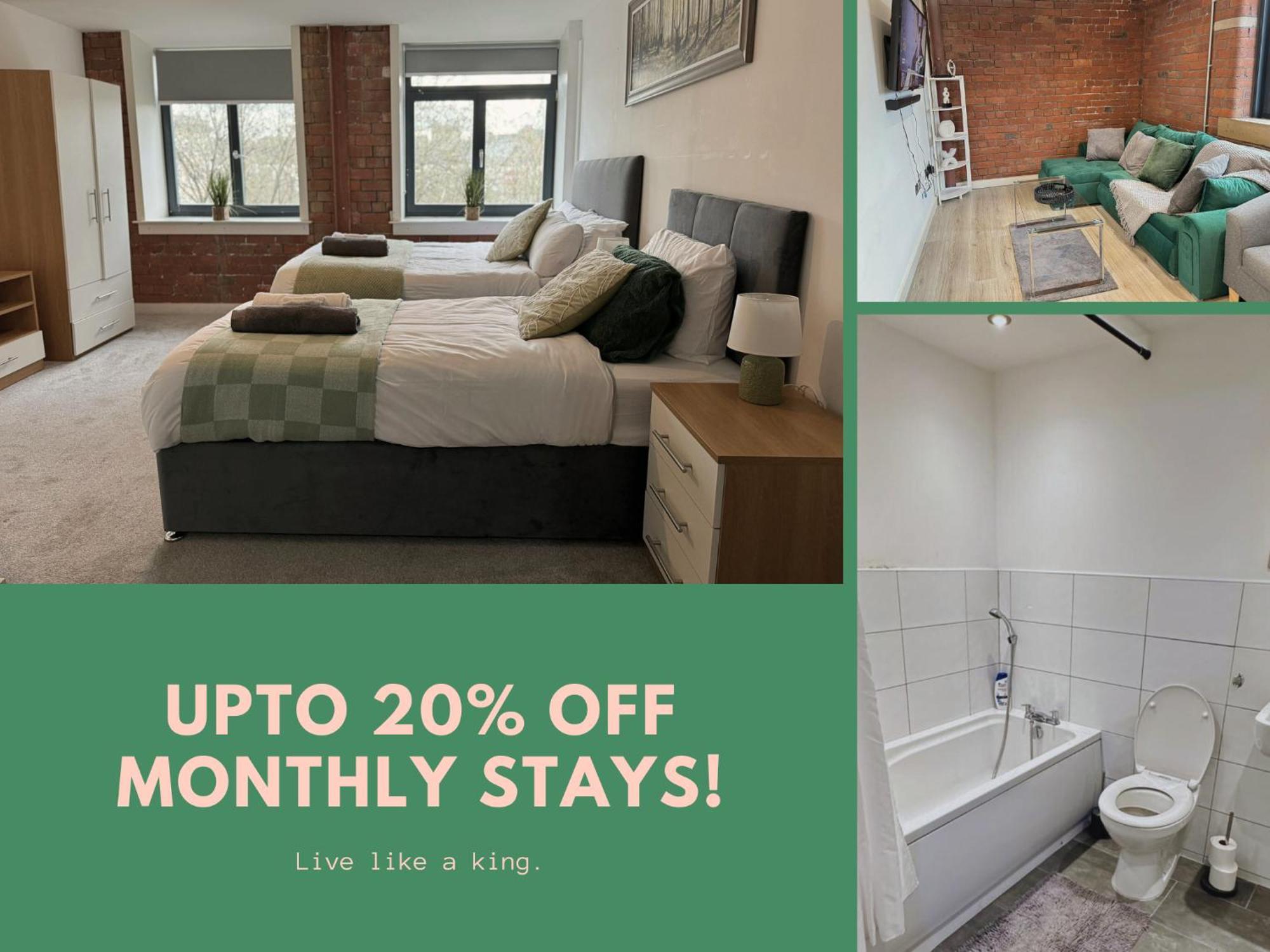 Stunning 2 Bed In Centre With Free Parking - Sleeps 7 *